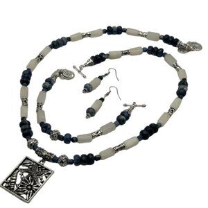 Handmade Jewelry Set ~ Starfish & Shell Pendant, Sodalite, White Onyx & Crystal